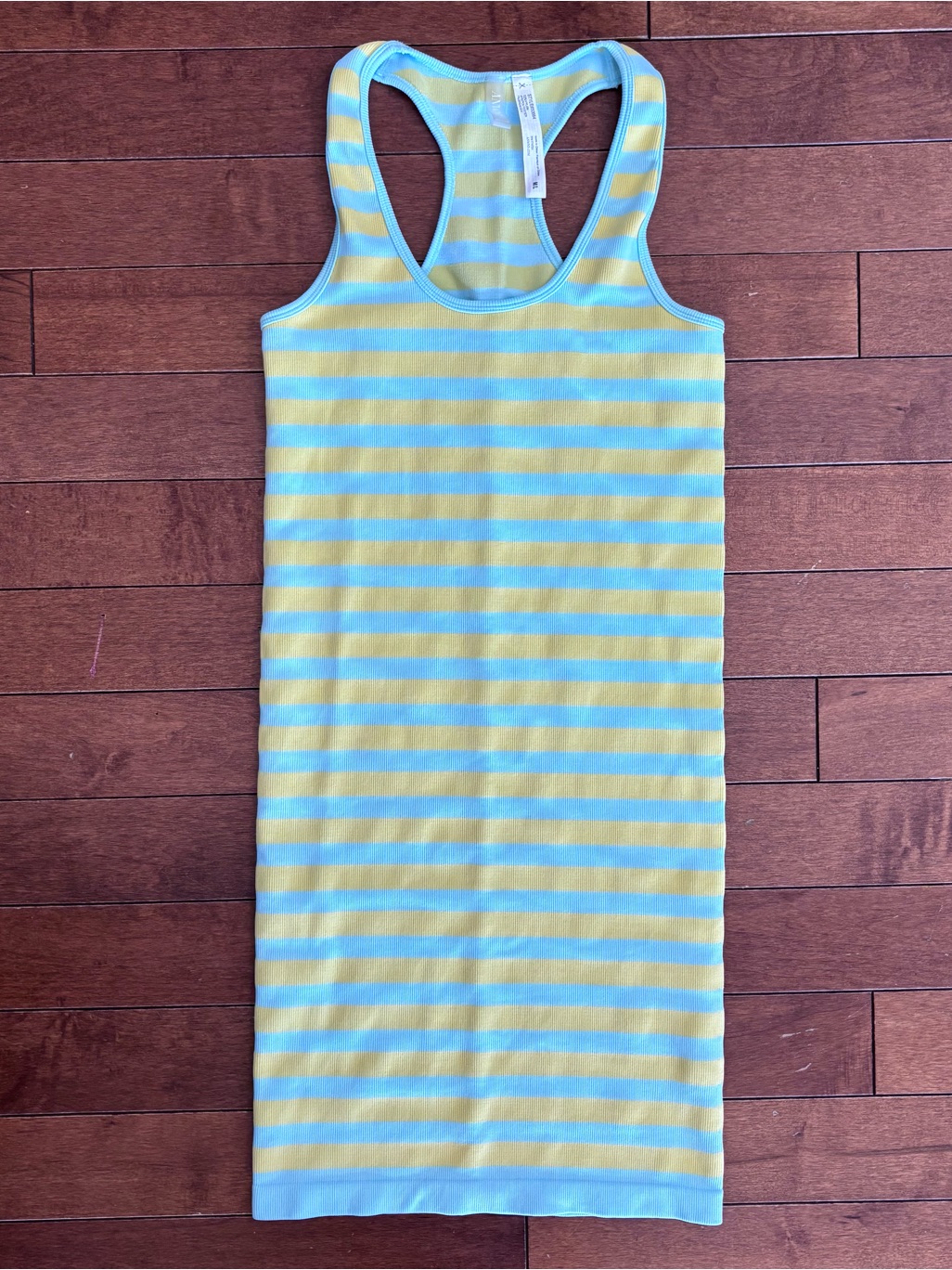 Amwnd Striped Racerback Tank - Light Blue & Pale Yellow
